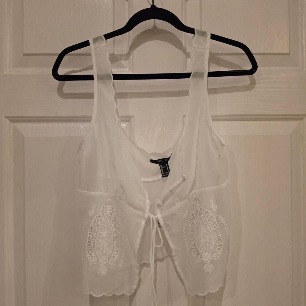Forever 21 Women's White Lace Sheer Top - NWT